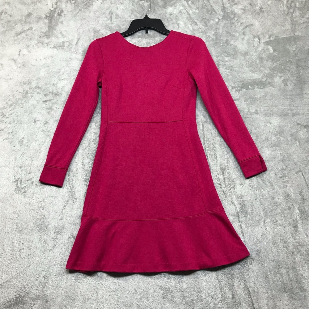 Ann Taylor LOFT Petite 0 Pink/Fuchsia Long Sleeve Dress 0P Loft